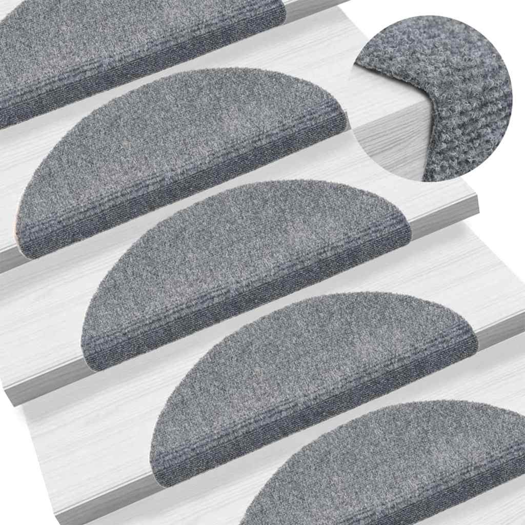 Stufenmatten Selbstklebend 15 Stk. 56x17x3 cm Hellgrau Halbrund