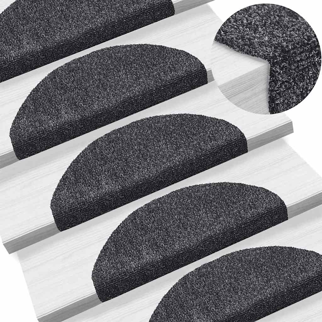 Stufenmatten Selbstklebend 15 Stk. 65x21x4 cm Dunkelgrau Halbrund Groß