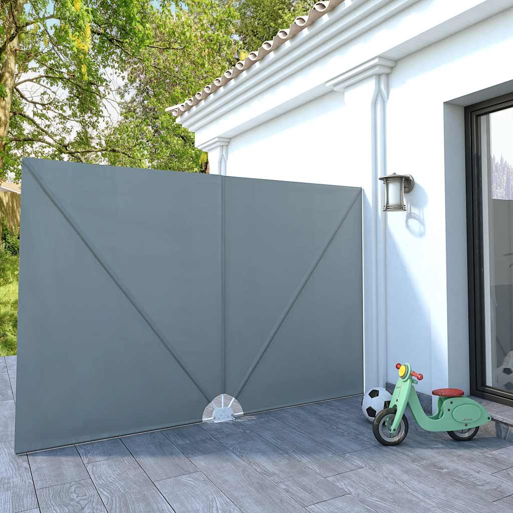 Faltbarer Terrassen-Seitenfächer Grau 300×200 cm