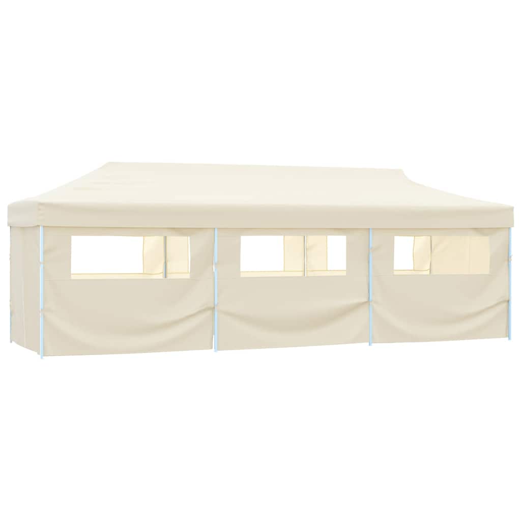 Faltzelt Partyzelt Pop-Up mit 8 Seitenwänden 870x291x315 cm Creme