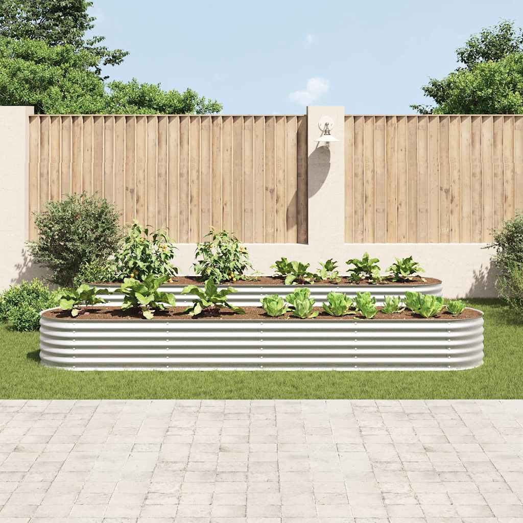 Garten-Hochbeet 400 x 80 x 44 cm Verzinkter Stahl Silbern