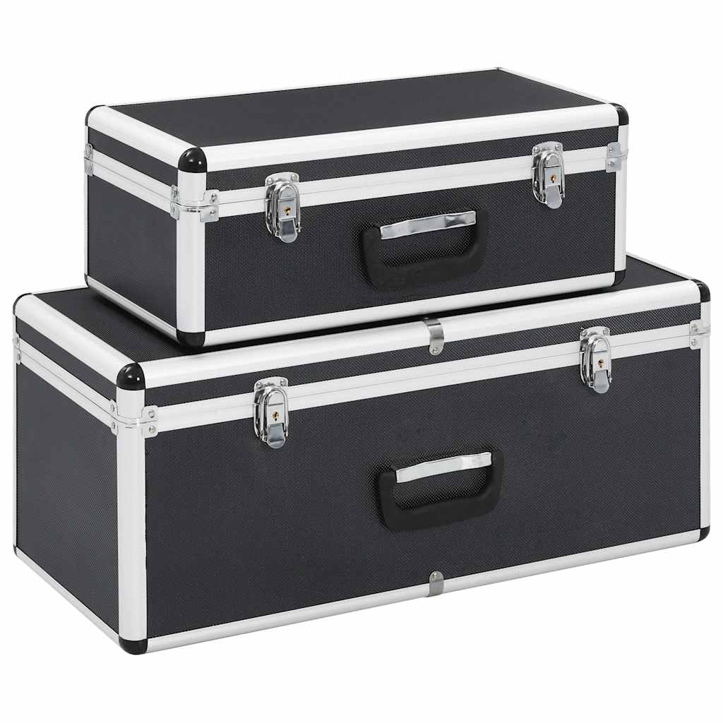 Aufbewahrungskoffer 2 Stk. Schwarz Aluminium