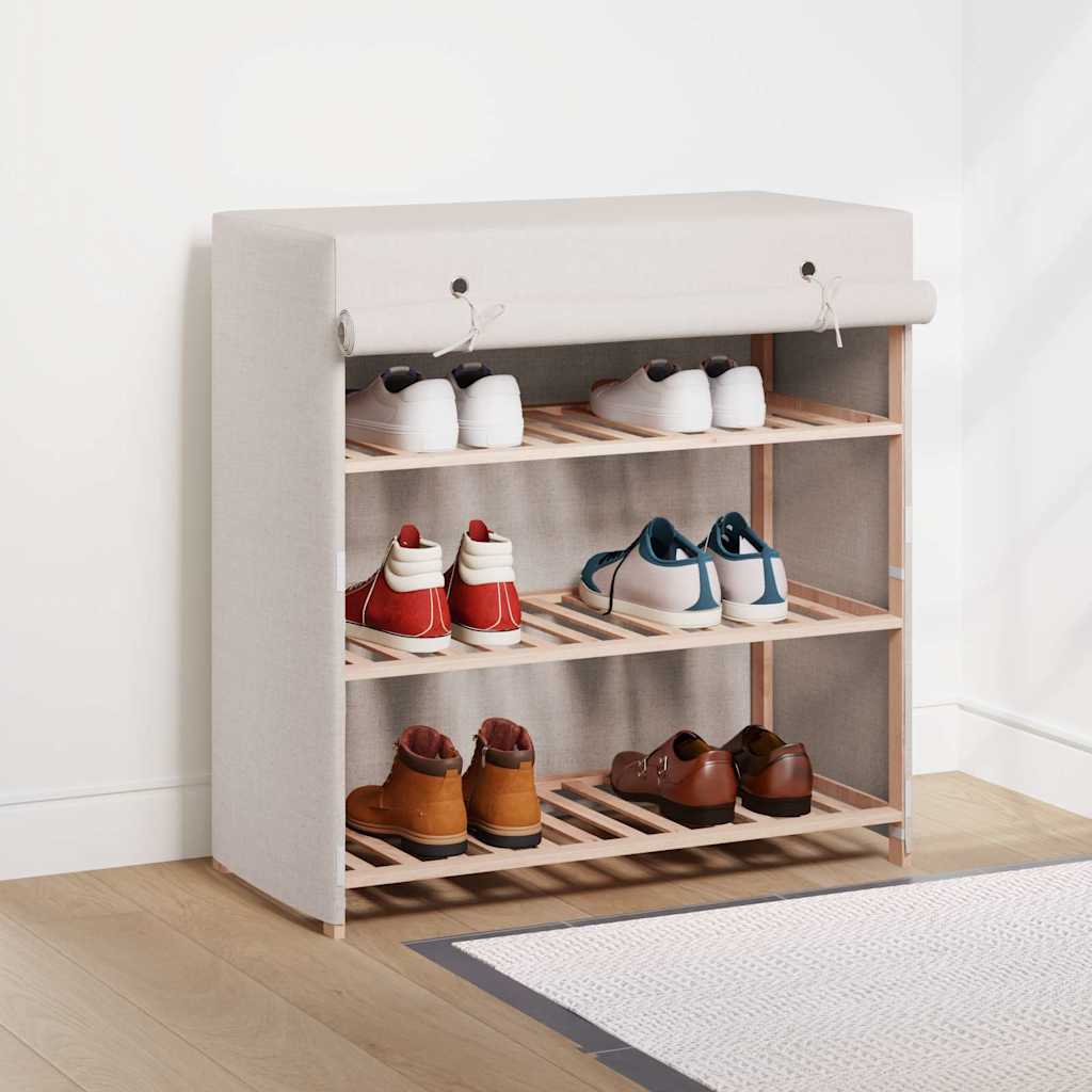 Schuhschrank mit Abdeckung Weiß 79 x 40 x 80 cm Stoff