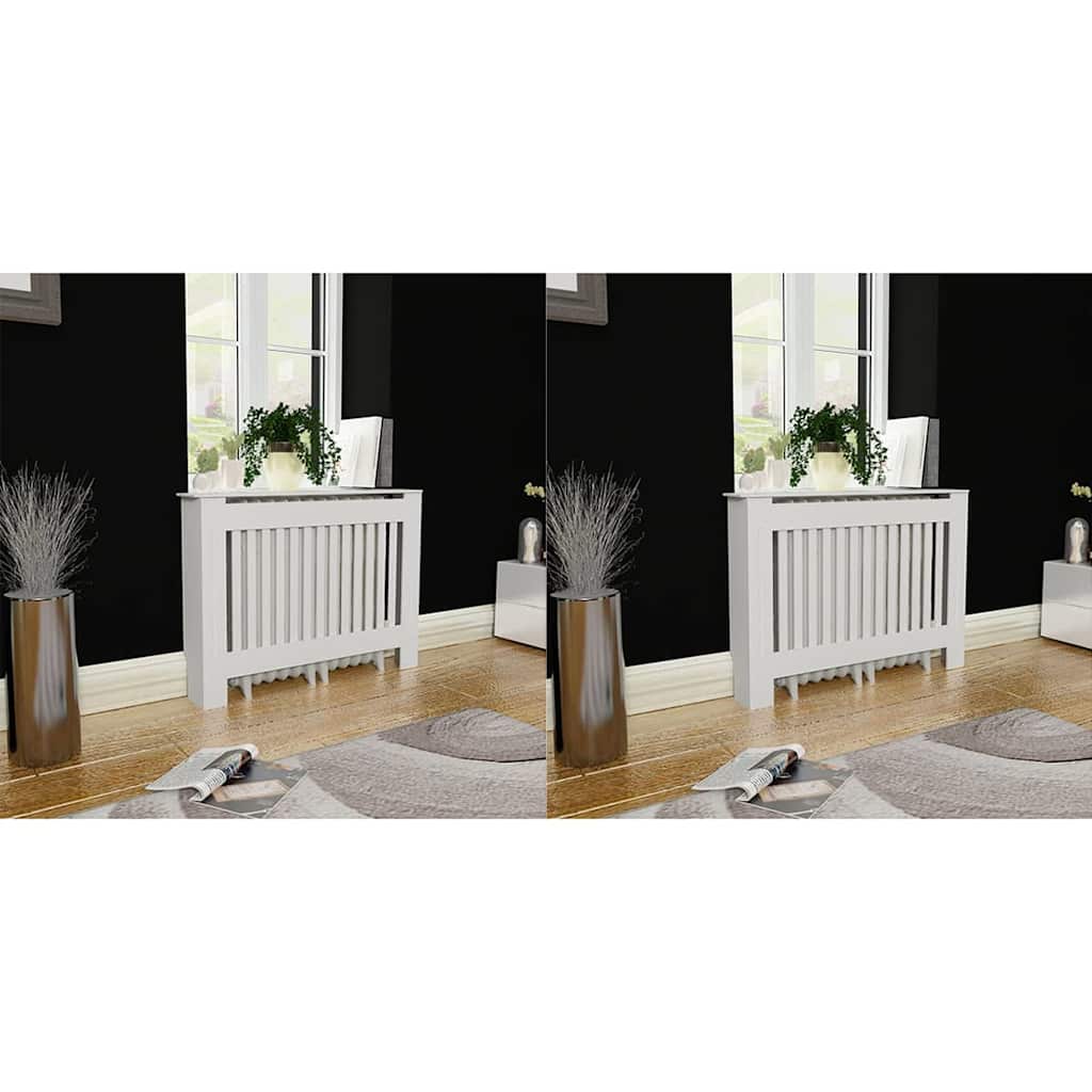 Heizkörperabdeckung 2 Stk. Weiß Holzwerkstoff 112 cm