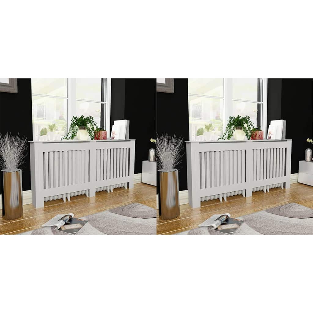 Heizkörperabdeckung 2 Stk. Weiß Holzwerkstoff 172 cm