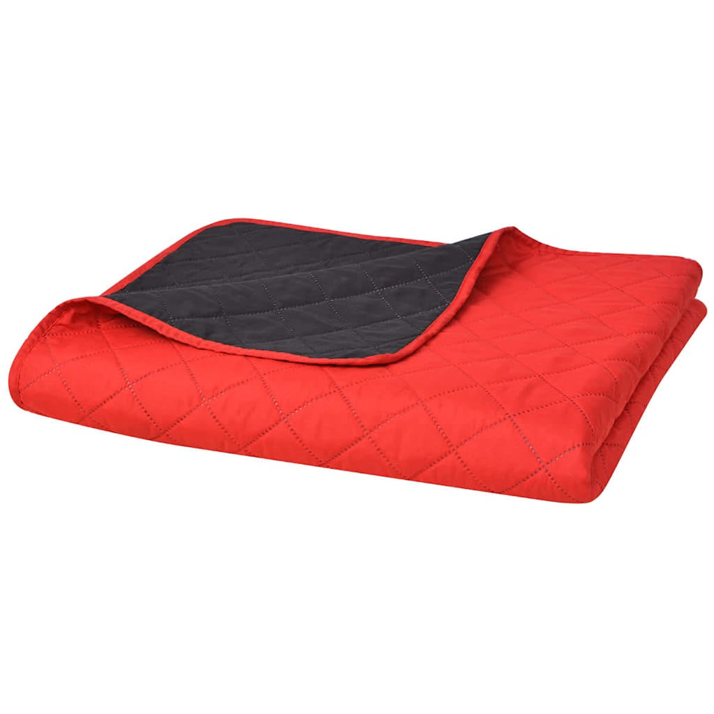 Tagesdecke Sofaueberwurf Gesteppte Wende-Tagesdecke Rot und Schwarz 170 x 210 cm