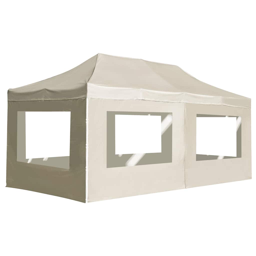 Profi-Partyzelt Faltbar mit Wänden Aluminium 6×3m Creme