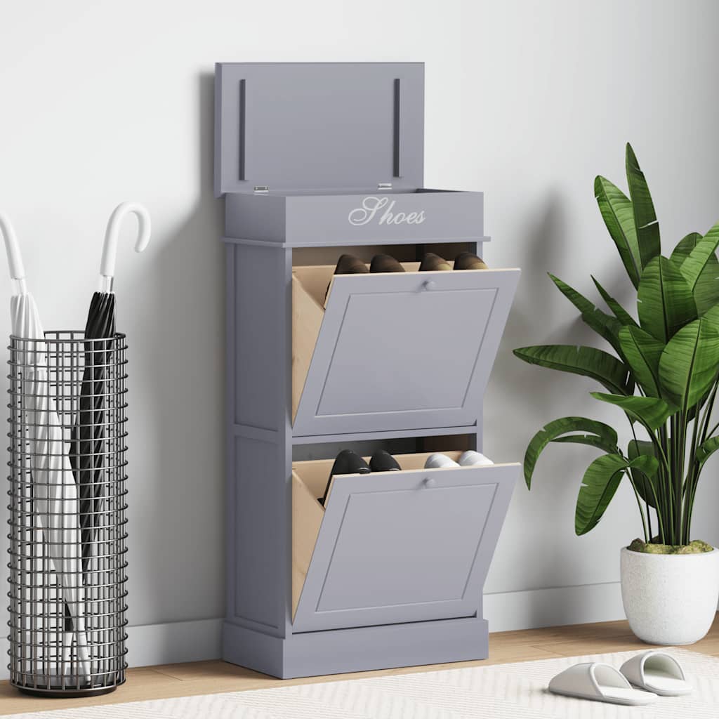Schuhschrank Grau 50 x 28 x 98 cm Paulownia Holz