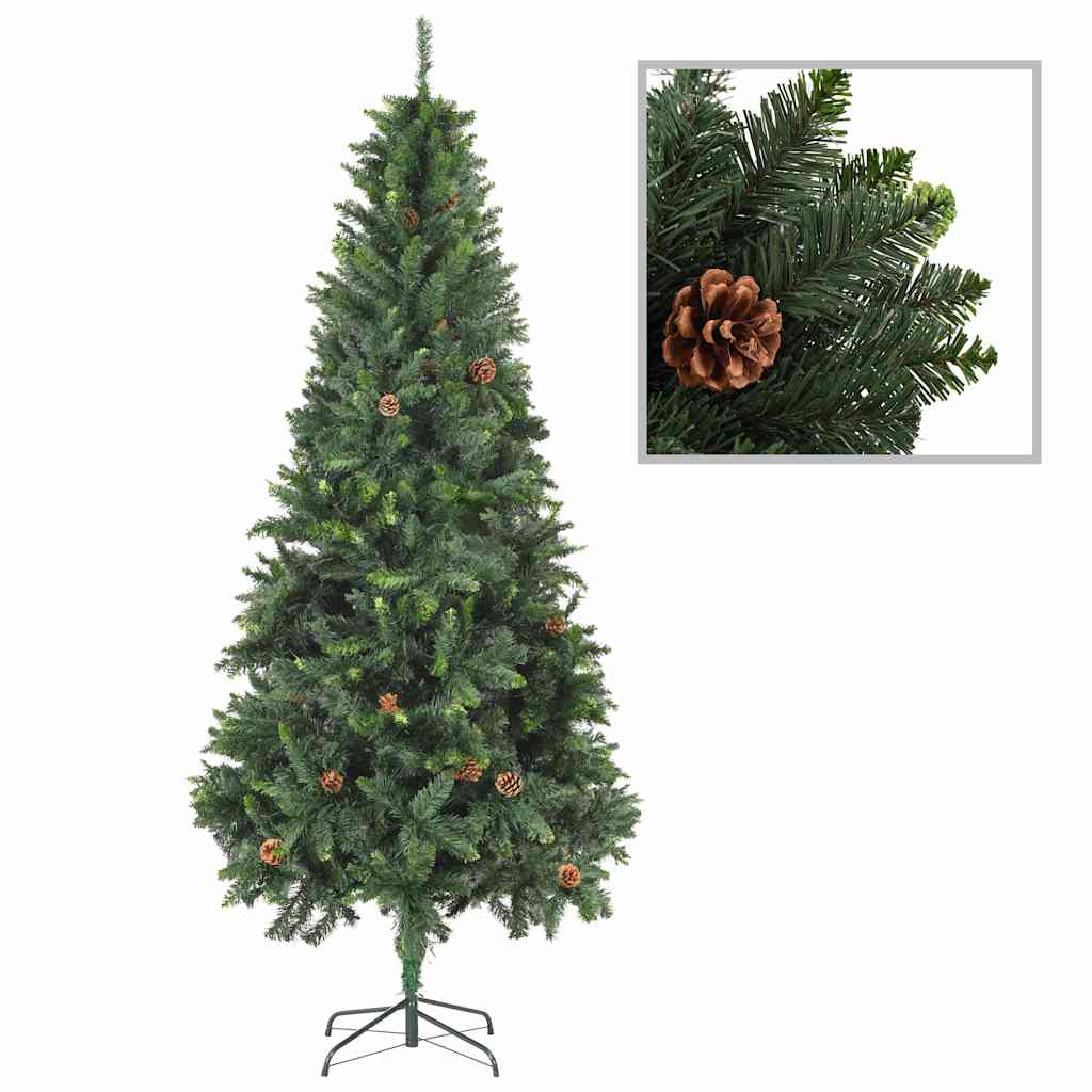 Künstlicher Weihnachtsbaum mit Kiefernzapfen Grün 210 cm