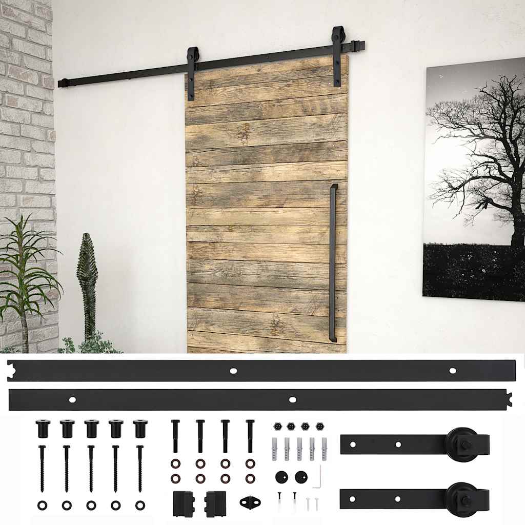 Schiebetürbeschlag-Set SKIEN 200 cm Stahl Schwarz