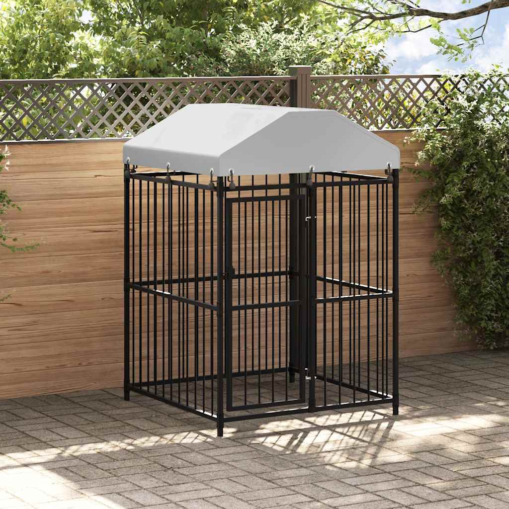 Outdoor-Hundezwinger mit Überdachung 120×120×150 cm