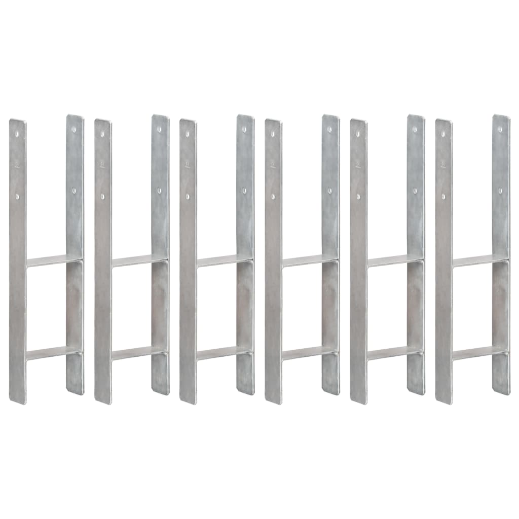 Pfostenträger 6 Stk. Silbern 14×6×60 cm Verzinkter Stahl