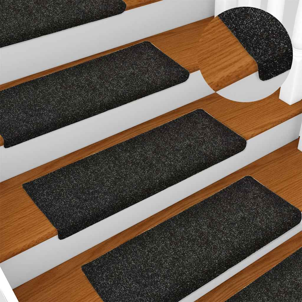 Stufenmatten Selbstklebend 15 Stk. 65x21x4 cm Schwarz Rechteckiger Rand
