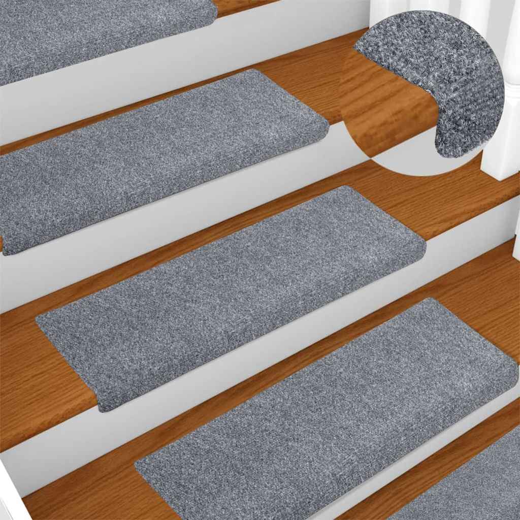 Stufenmatten Selbstklebend 15 Stk. 65x21x4 cm Hellgrau Rechteckiger Rand