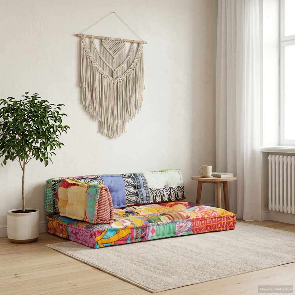 Palettensofa-Auflage Mehrfarbig Stoff Patchwork