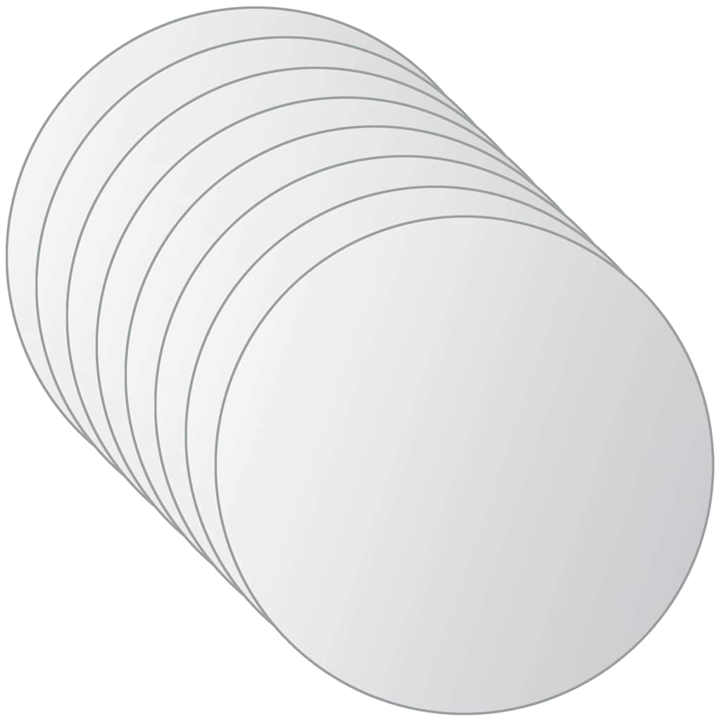 16-tlg. Spiegelfliesen-Set Rund Glas