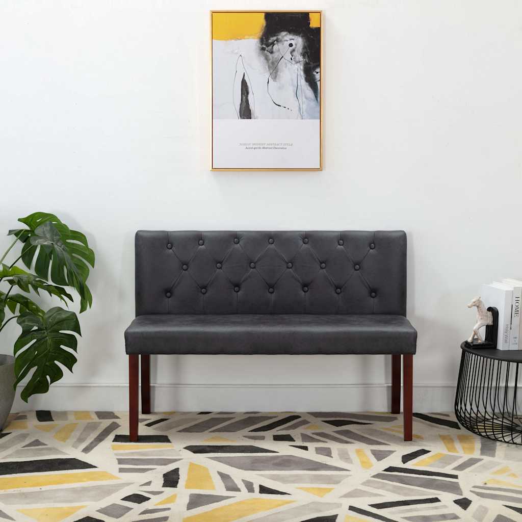 Sitzbank 120 cm Grau Wildleder-Optik