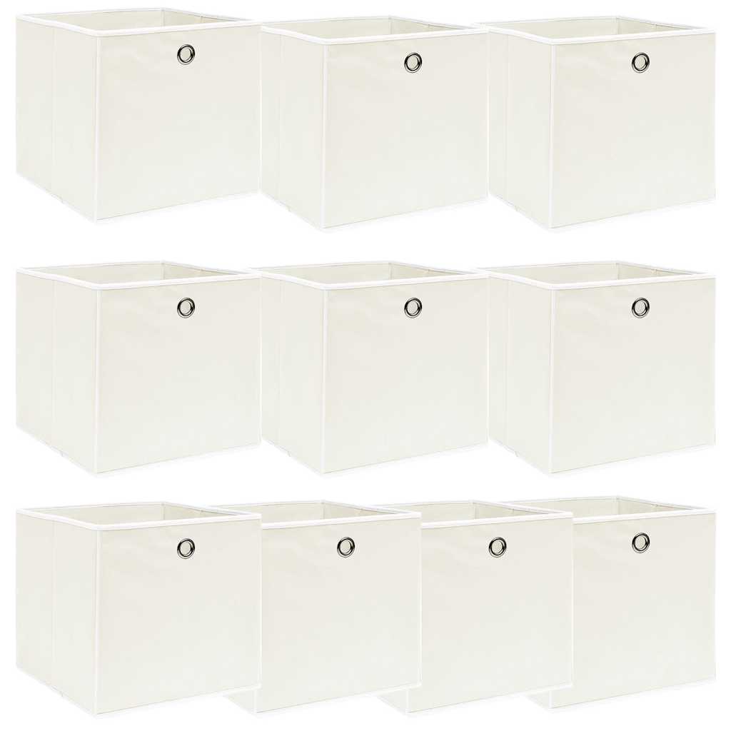 Aufbewahrungsboxen 10 Stk. Weiß 32x32x32 cm Stoff