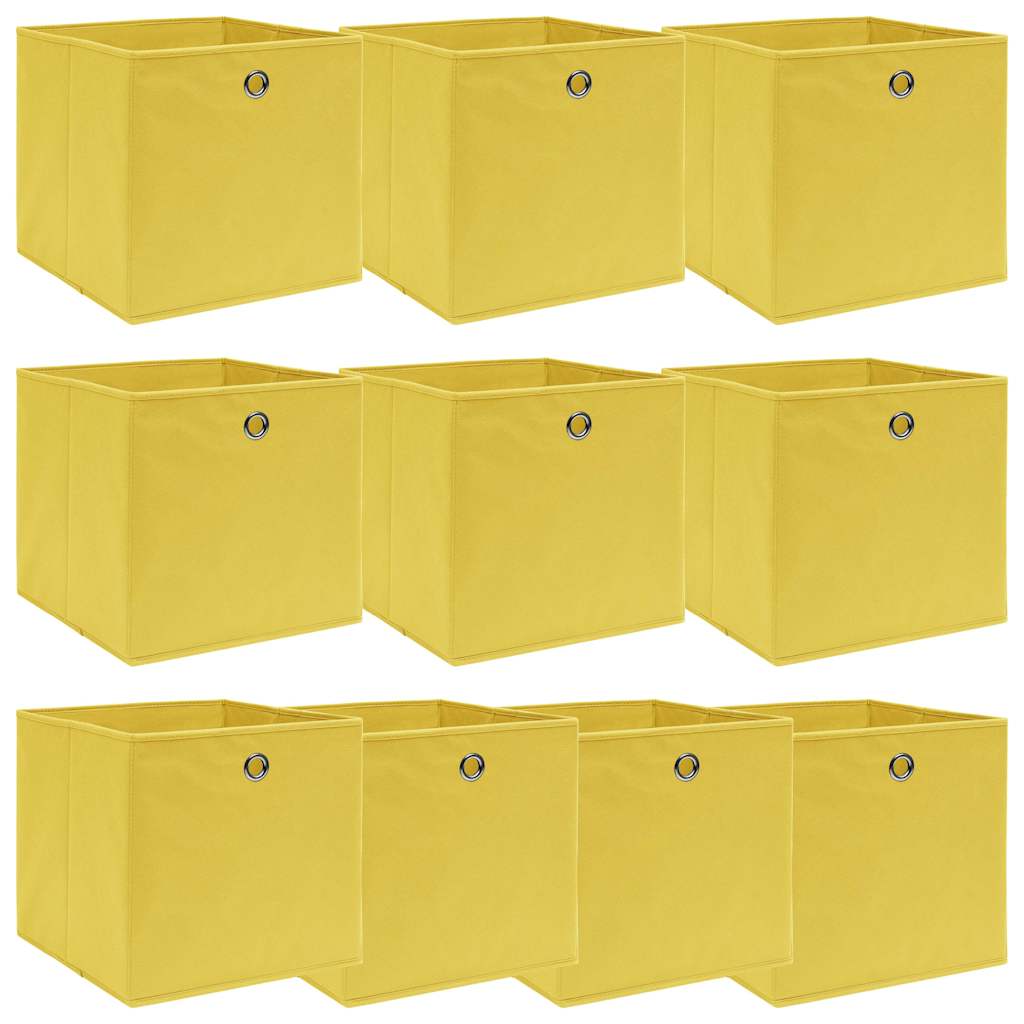 Aufbewahrungsboxen 10 Stk. Gelb 32x32x32 cm Stoff