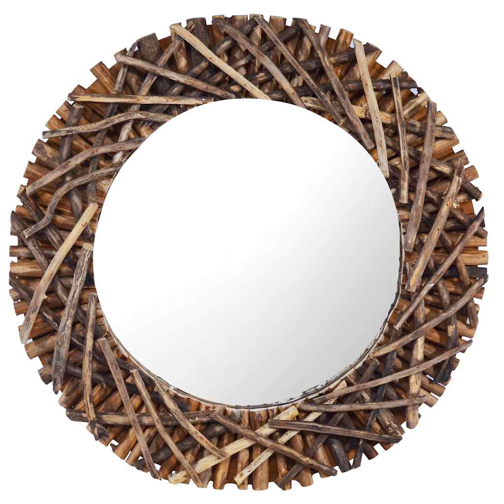 Wandspiegel 60 cm Teak Rund