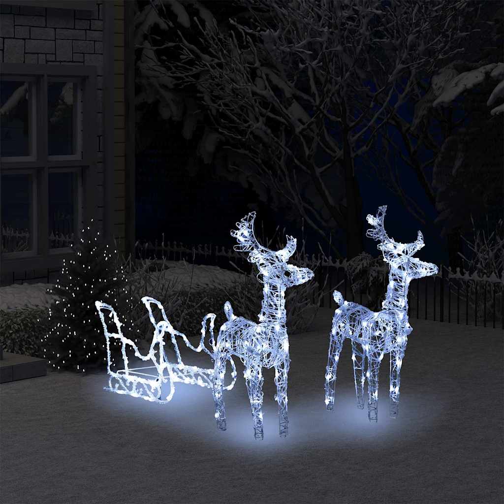 Rentiere & Schlitten Weihnachtsdekoration 160 LEDs 130 cm Acryl