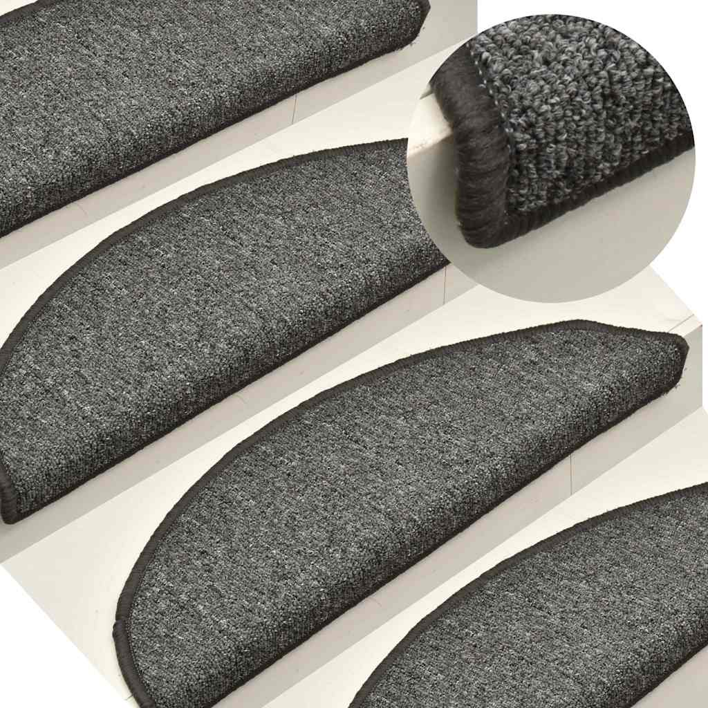 Stufenmatten 15 Stk. 56x17x3 cm Dunkelgrau Halbrund