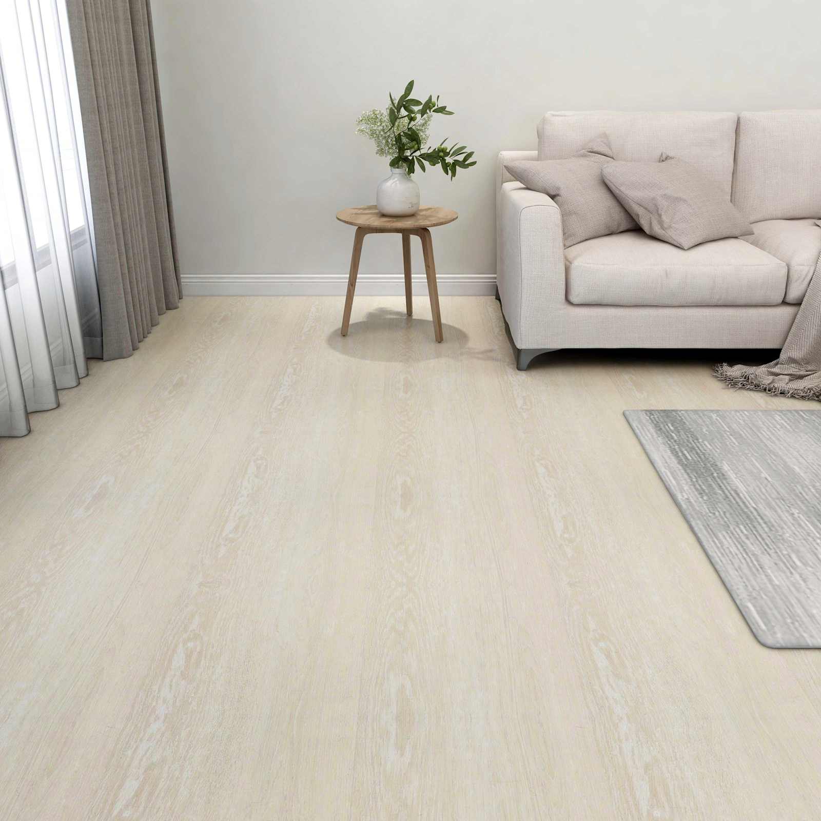 Bodenplanken Weiß und Beige 5,11 m² 55 Stk. PVC