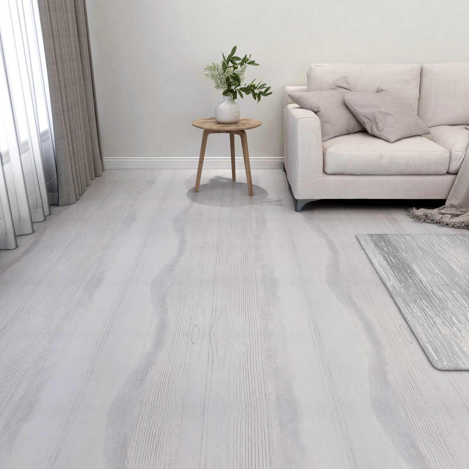 Bodenplanken Weiß und Hellgrau 5,11 m² 55 Stk. PVC