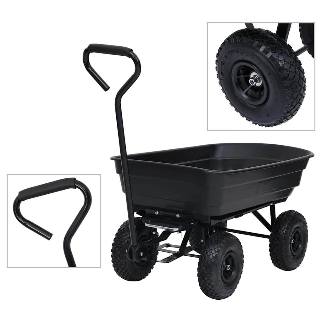 Garten-Kippwagen 300 kg 75 L Schwarz