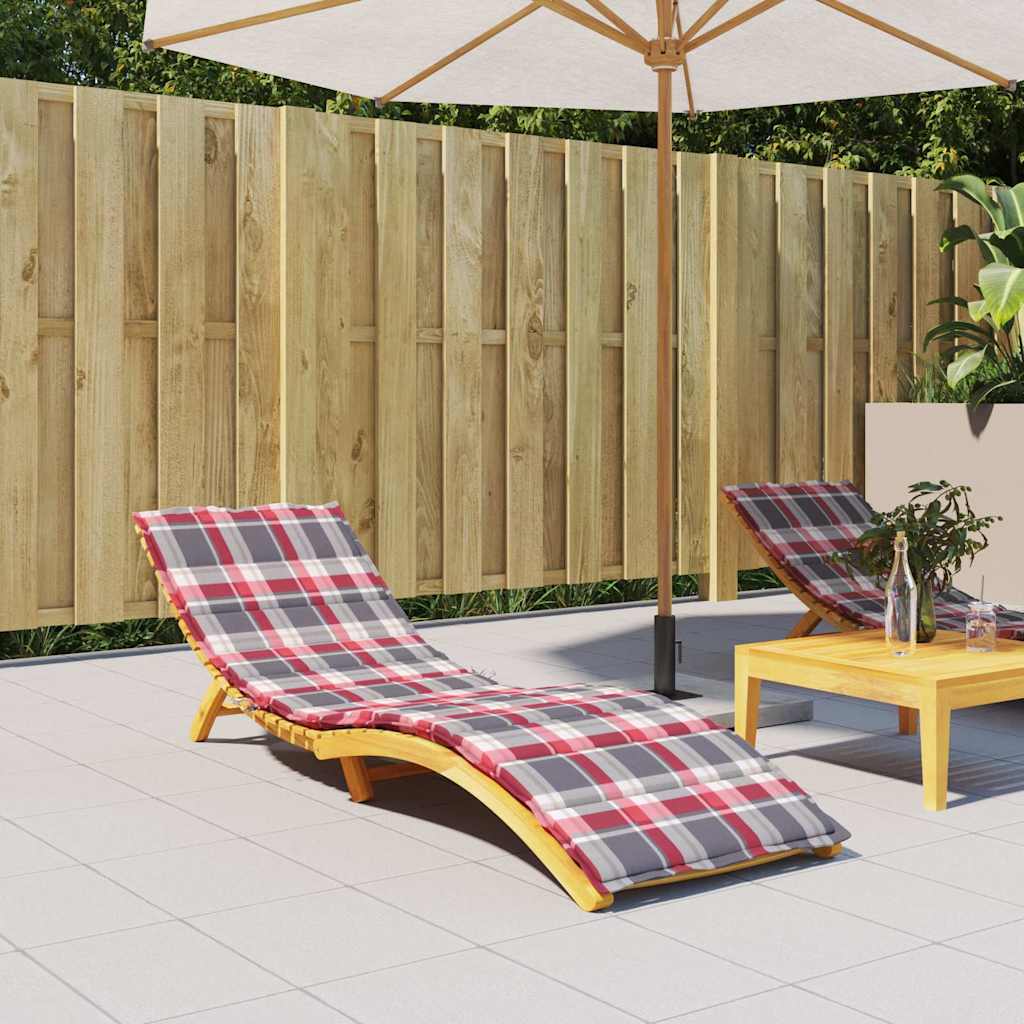 Sonnenliegen-Auflage Rot Karomuster 200x50x3 cm Oxford-Gewebe