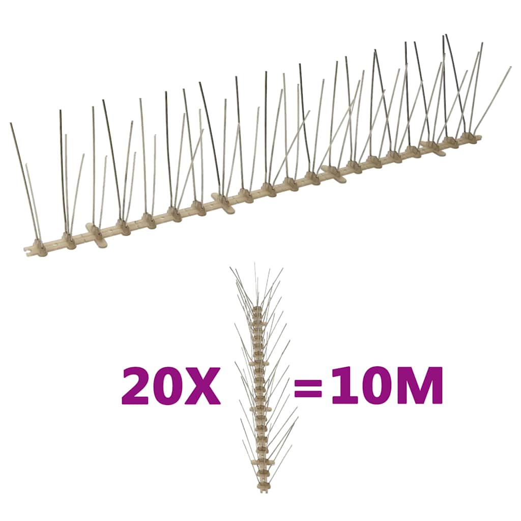 20-tlg. Vogelabwehr-Spikes-Set 10 m Kunststoff 5-reihig