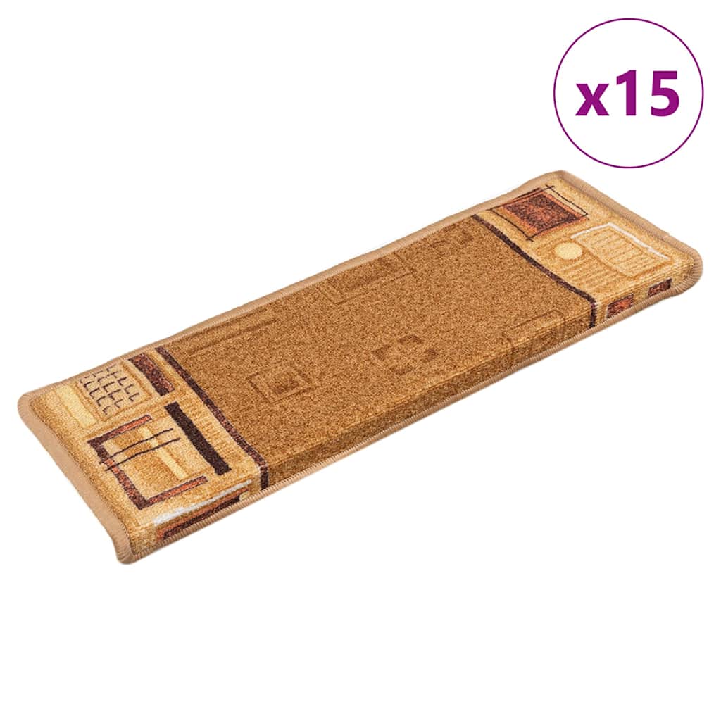 Treppenmatten Selbstklebend 15 Stk. 65x21x4 cm Beige