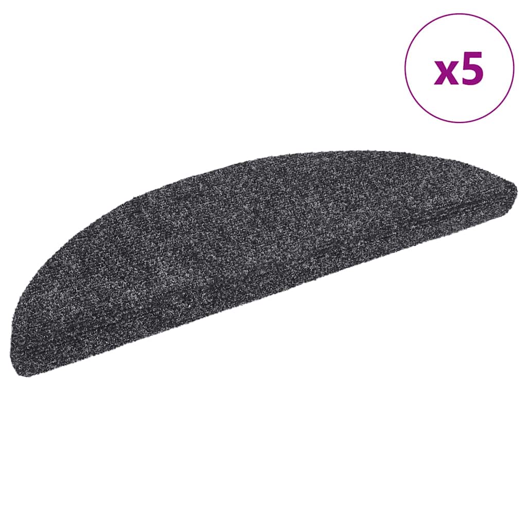 Stufenmatten Selbstklebend 5 Stk. 56x17x3 cm Dunkelgrau Halbrund