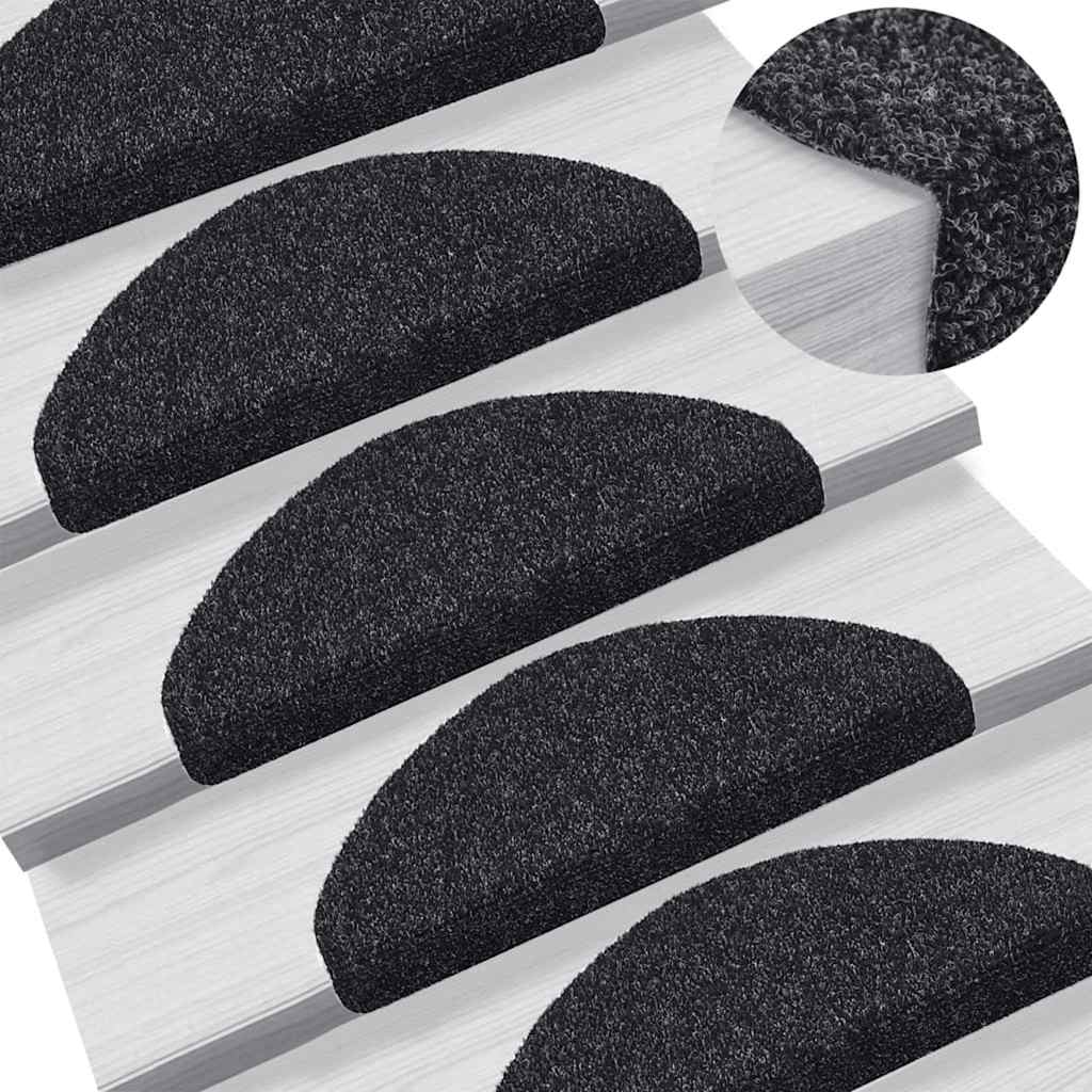 Stufenmatten Selbstklebend 5 Stk. 65x21x4 cm Schwarz Halbrund Groß