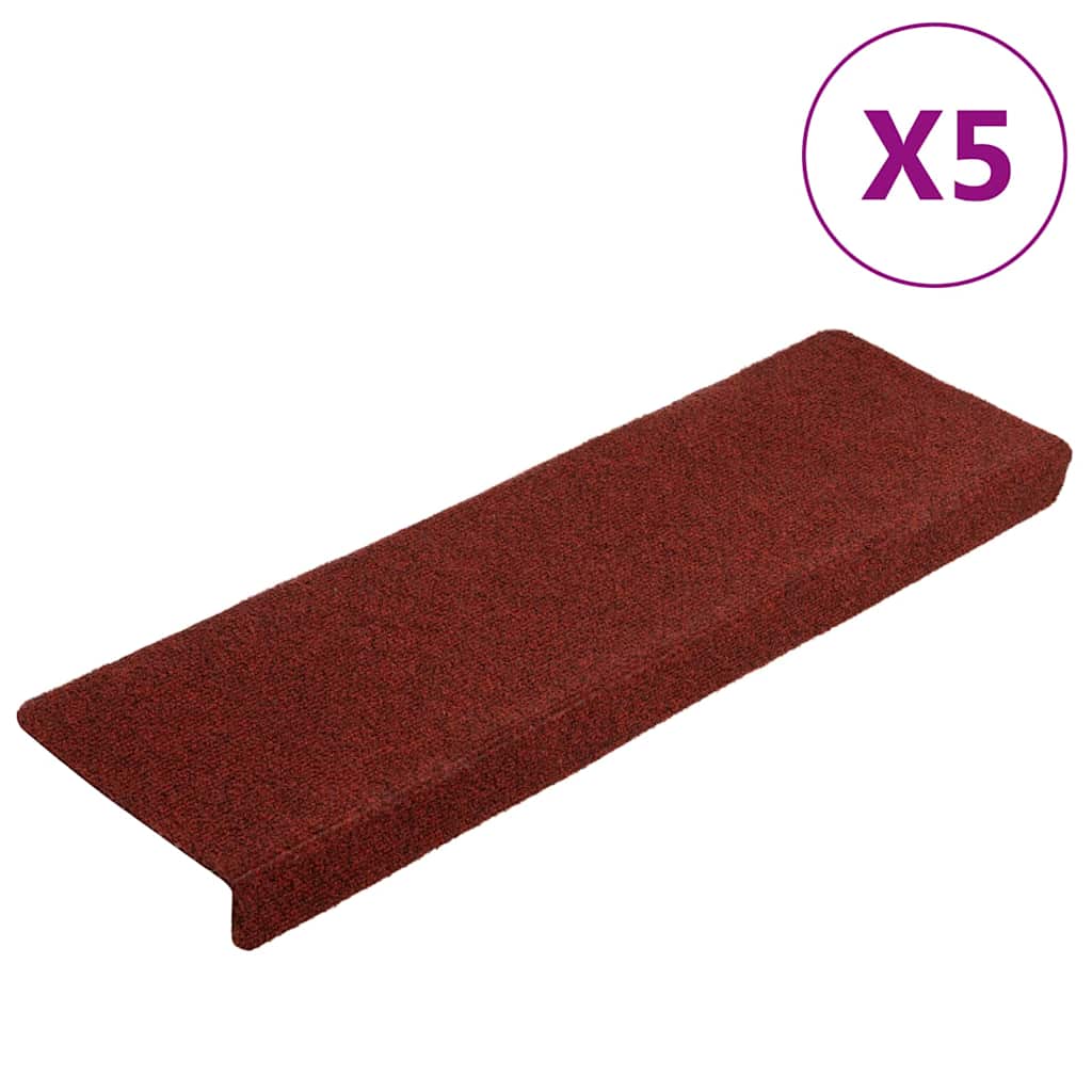 Stufenmatten Selbstklebend 5 Stk. 65x21x4 cm Bordeauxrot Rechteckiger Rand