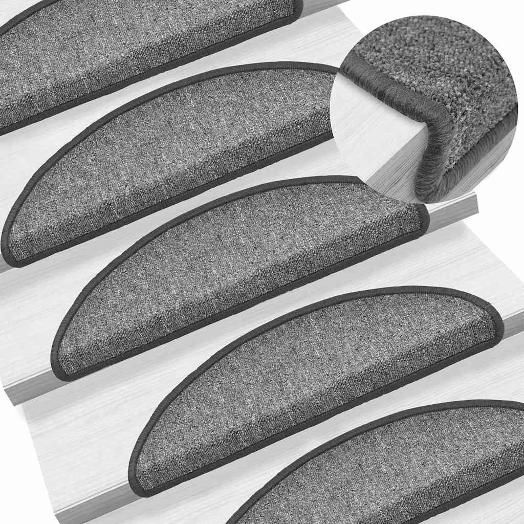 Stufenmatten 10 Stk. 56x17x3 cm Dunkelgrau Halbrund