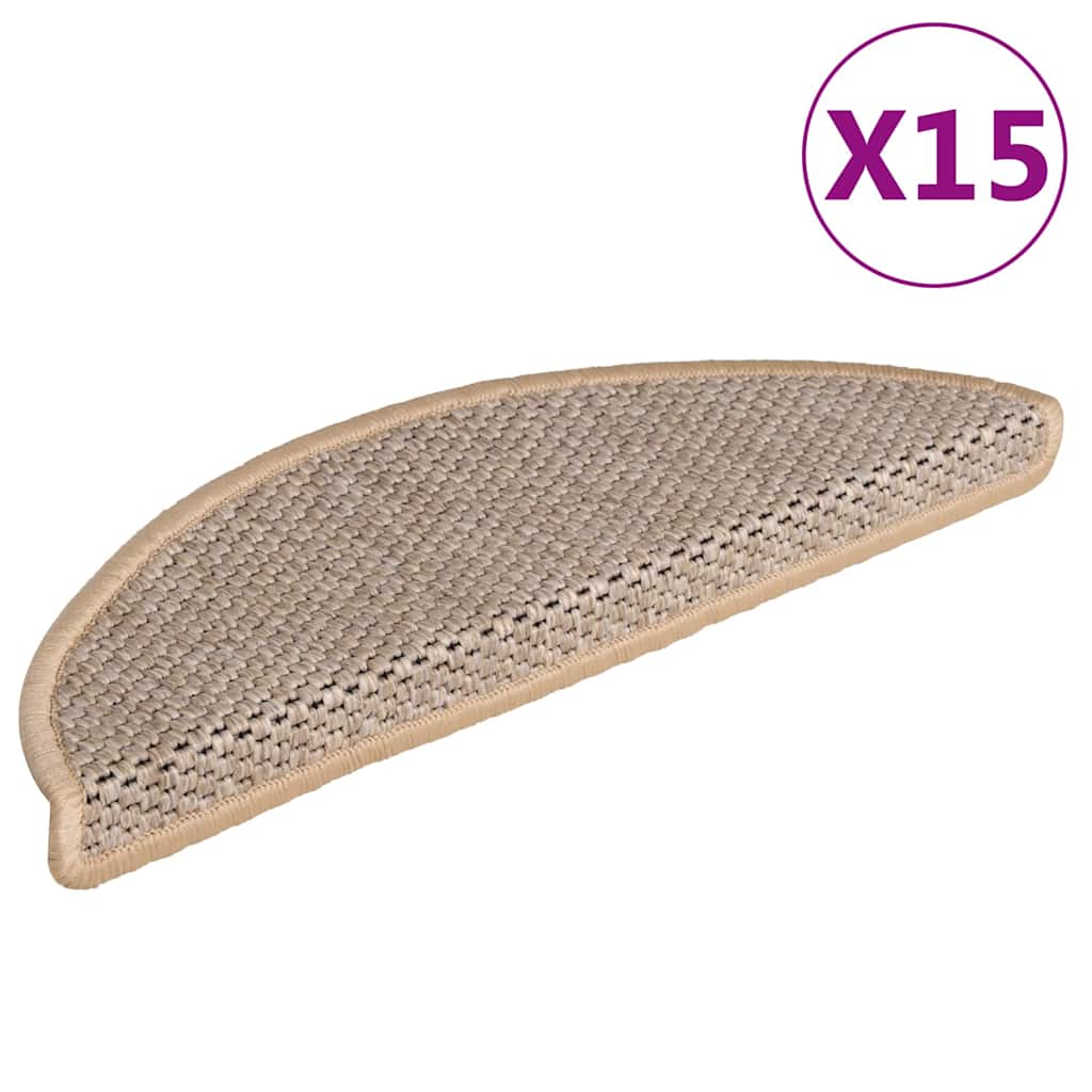 Treppenmatten Selbstklebend Sisal 15 Stk. 56x17x3 cm Hellbeige