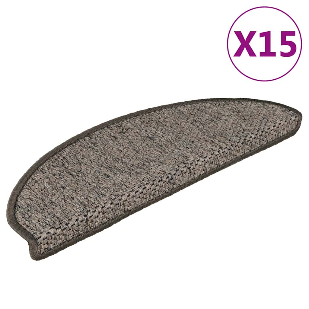Treppenmatten Selbstklebend Sisal 15 Stk. 65x21x4 cm Grau-Beige