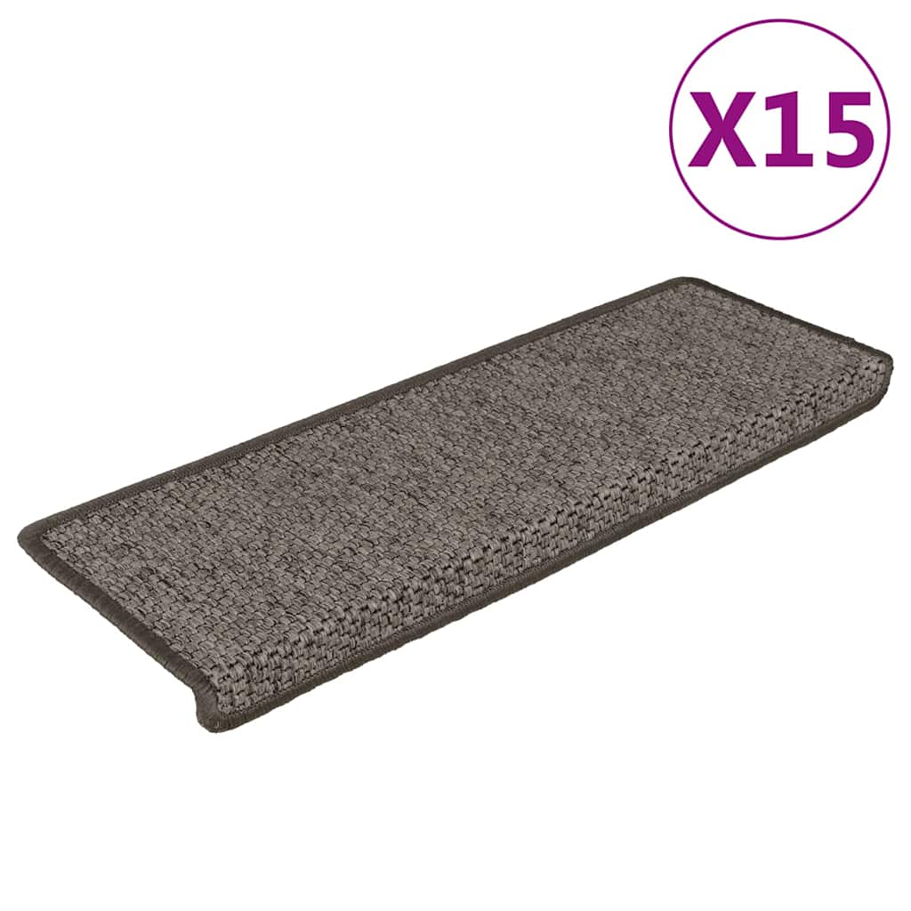 Treppenmatten Selbstklebend Sisal 15Stk. 65x21x4cm Grau & Beige