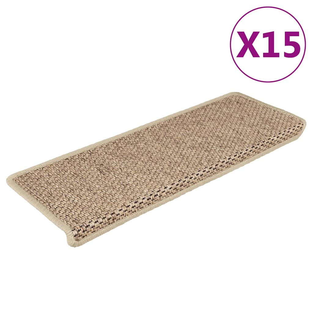 Treppenmatten Selbstklebend Sisal-Optik 15 Stk. 65x21x4 cm Sand