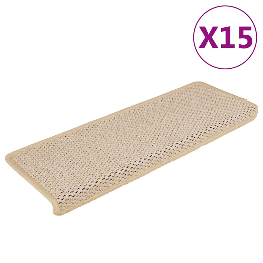 Treppenmatten Selbstklebend Sisal-Optik 15 Stk. 65x21x4cm Berber