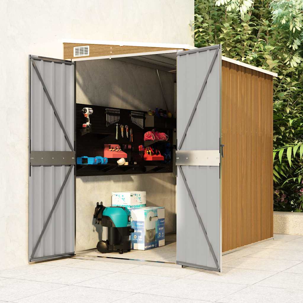 Anbauschuppen Braun 118x194x178 cm Verzinkter Stahl
