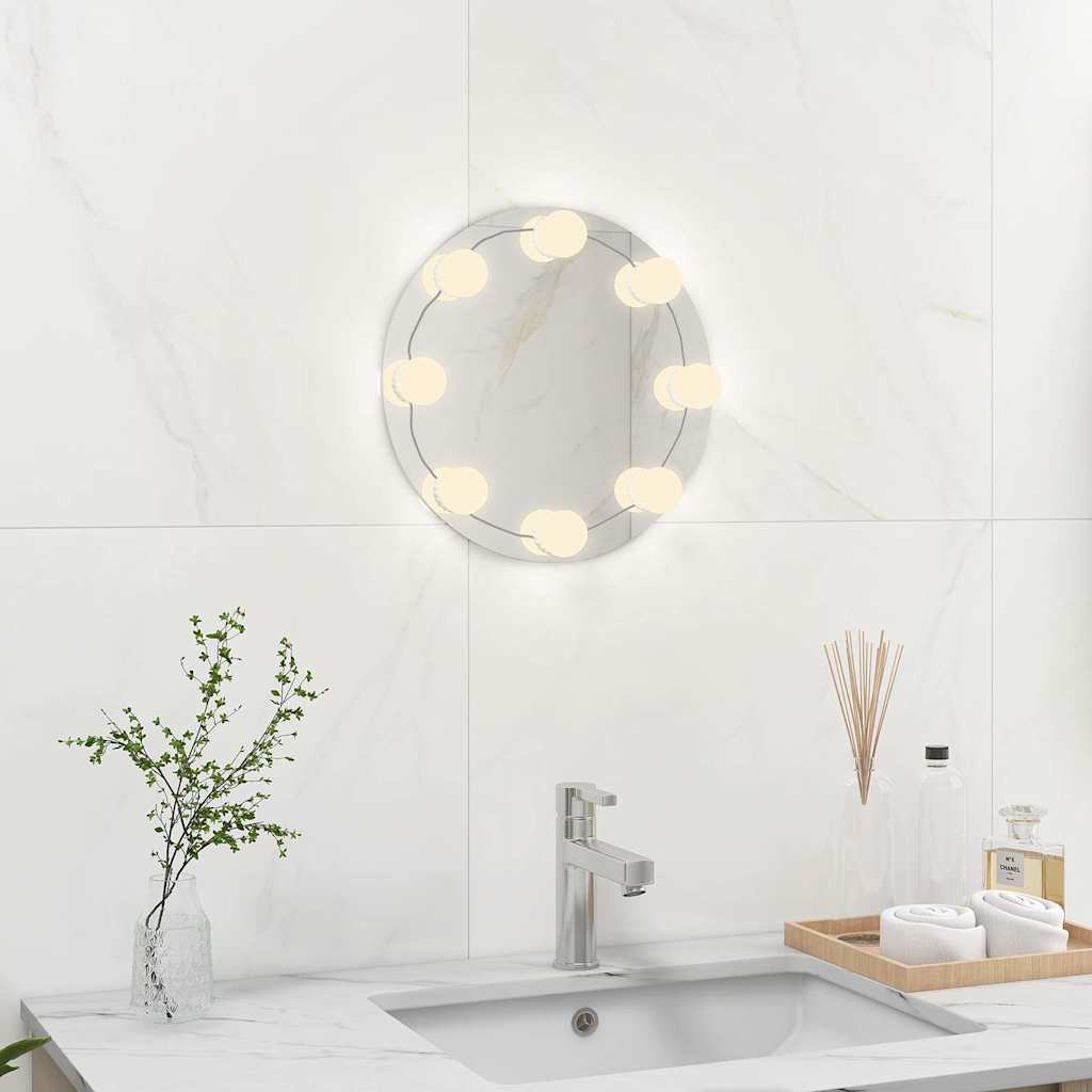 Wandspiegel ohne Rahmen mit LED-Beleuchtung Rund Glas