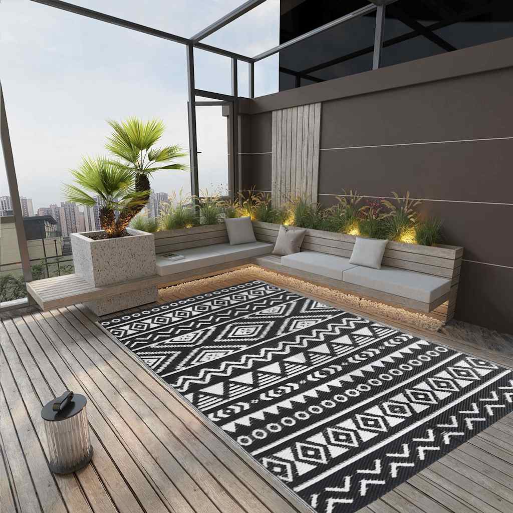 Outdoor-Teppich ARAKIL Schwarz 190x290 cm PP