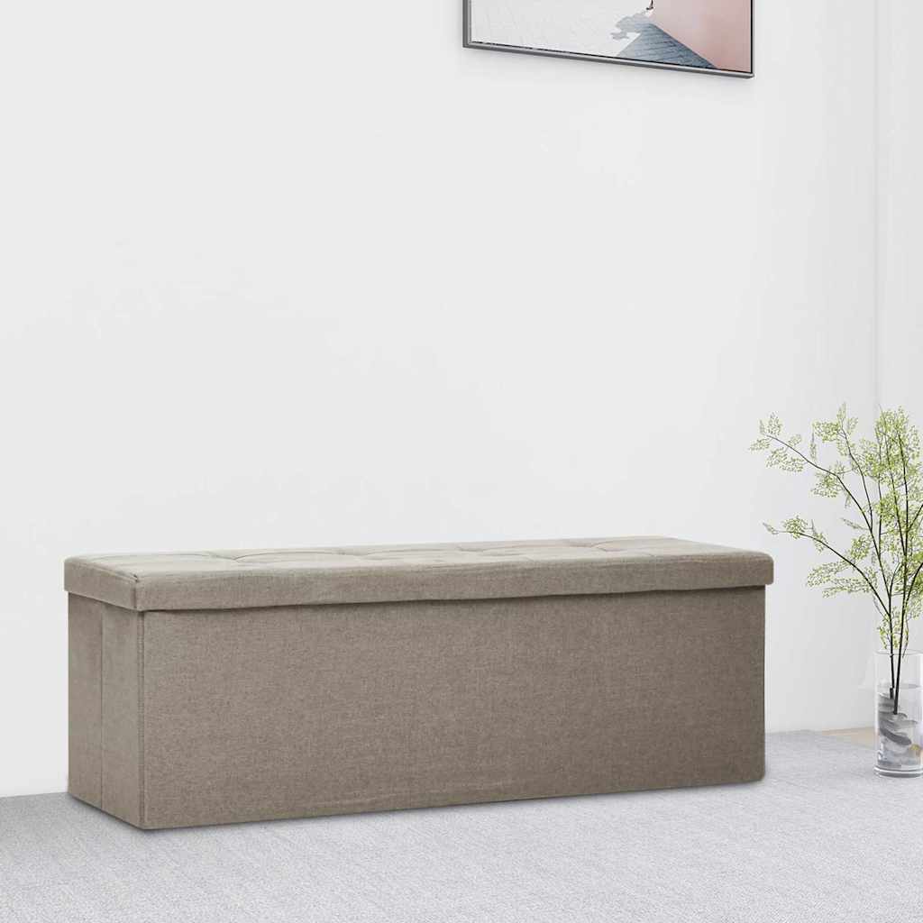 Faltbare Sitzbank mit Stauraum Taupe Leinenoptik