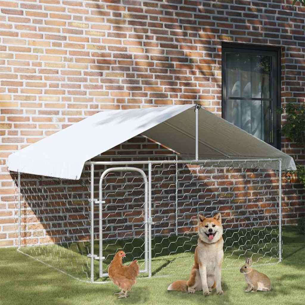 Outdoor-Hundezwinger mit Dach 200x200x150 cm