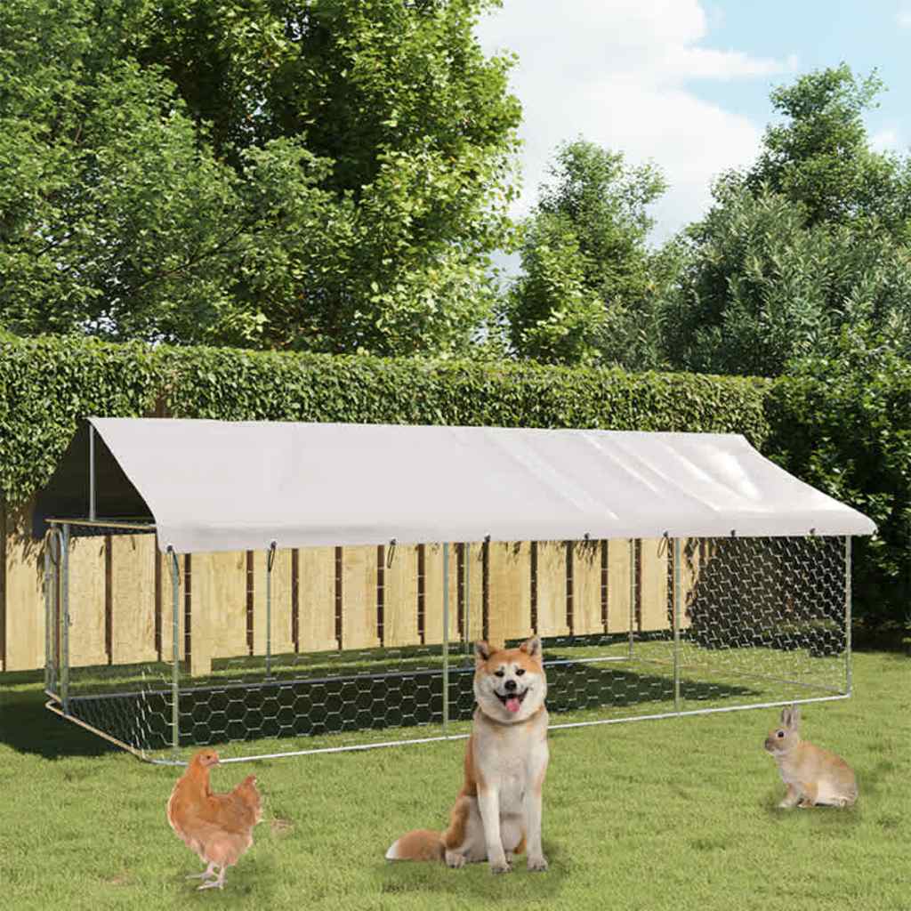 Outdoor-Hundezwinger mit Dach 400x200x150 cm