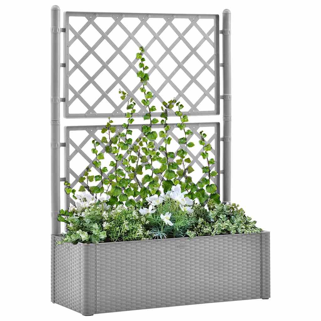 Garten-Hochbeet mit Spalier und Selbstbewässerungssystem Grau