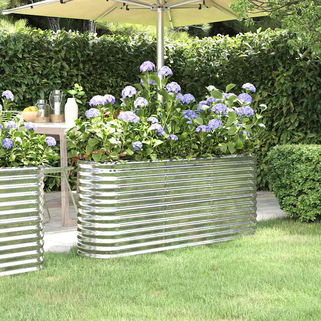 Hochbeet Verzinkter Stahl 152x40x68 cm Silbern