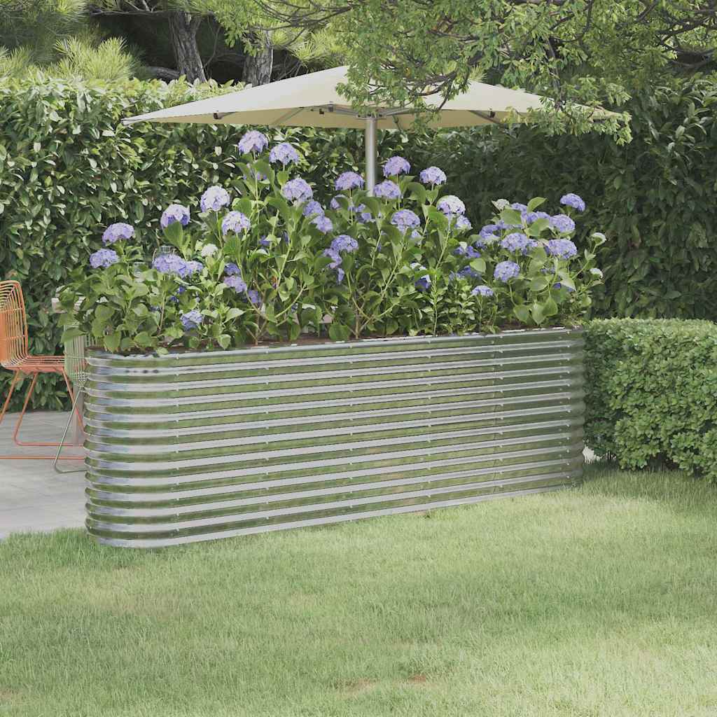 Hochbeet Verzinkter Stahl 224x40x68 cm Silbern